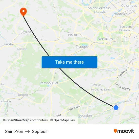 Saint-Yon to Septeuil map
