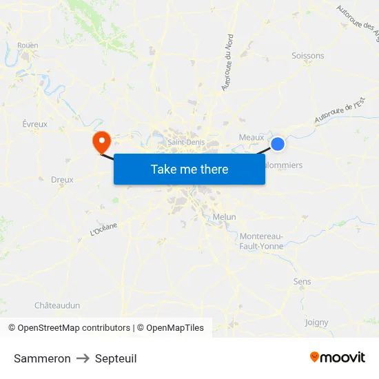 Sammeron to Septeuil map