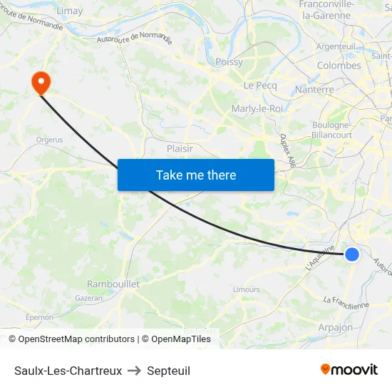Saulx-Les-Chartreux to Septeuil map