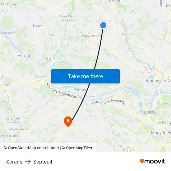 Serans to Septeuil map