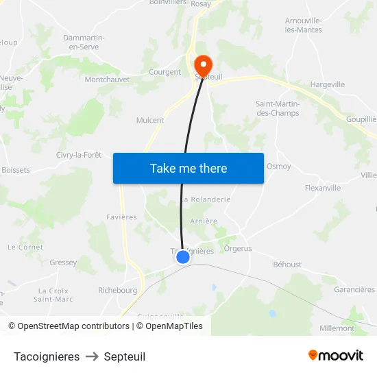 Tacoignieres to Septeuil map