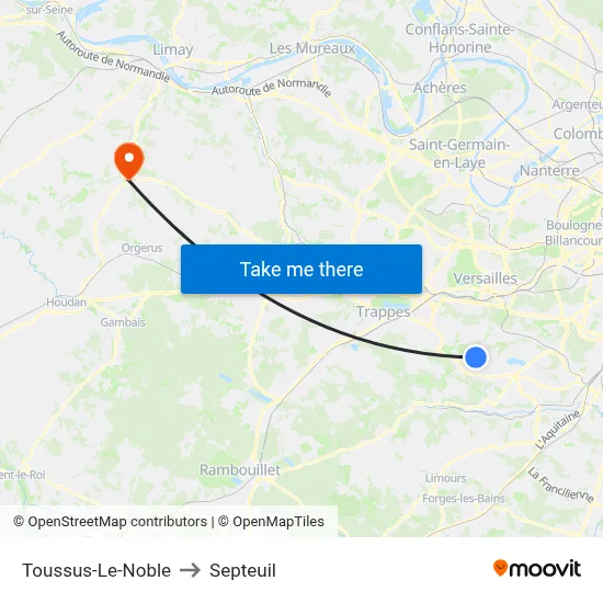 Toussus-Le-Noble to Septeuil map