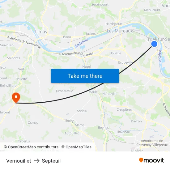Vernouillet to Septeuil map