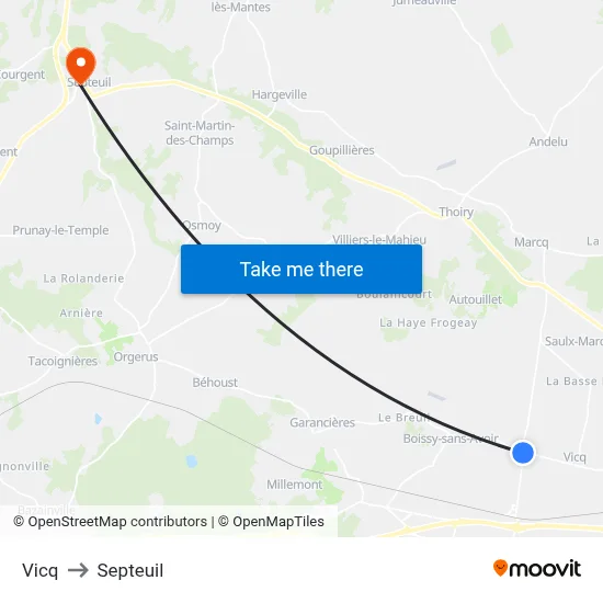 Vicq to Septeuil map