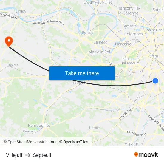 Villejuif to Septeuil map