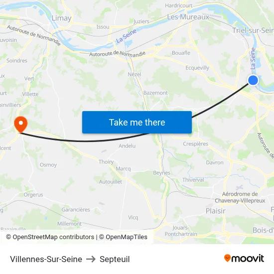 Villennes-Sur-Seine to Septeuil map