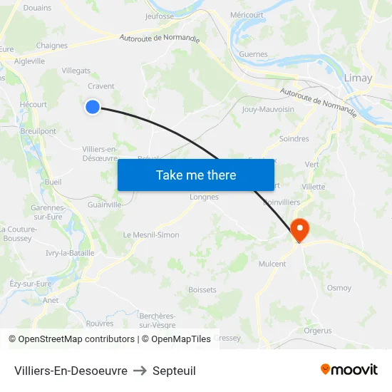 Villiers-En-Desoeuvre to Septeuil map