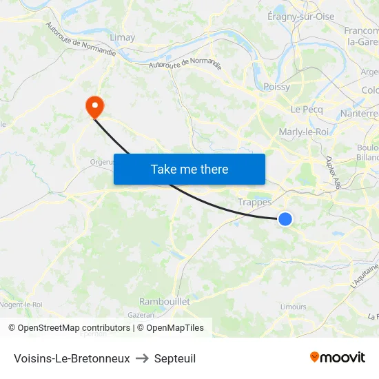 Voisins-Le-Bretonneux to Septeuil map