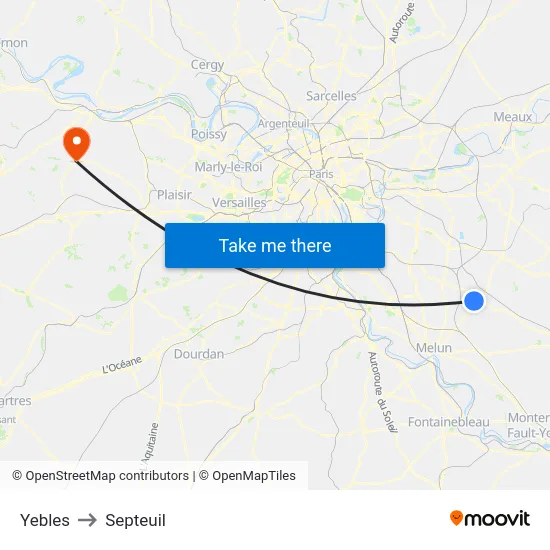 Yebles to Septeuil map