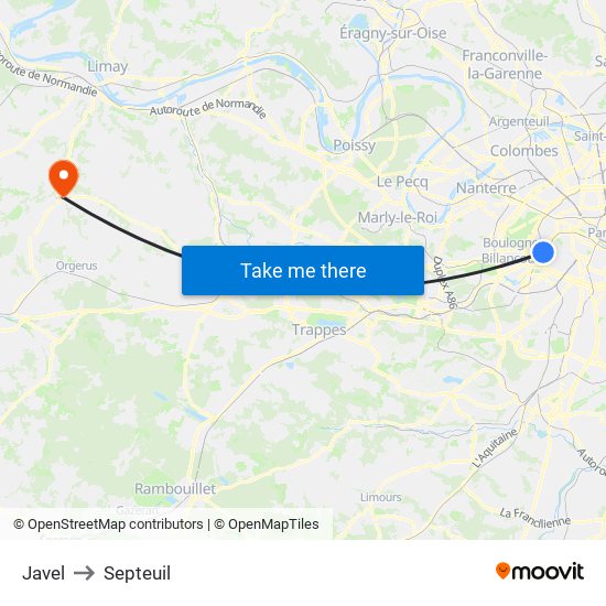 Javel to Septeuil map