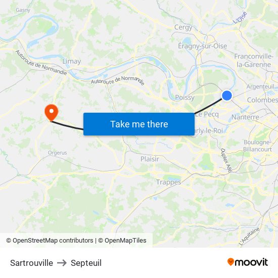 Sartrouville to Septeuil map