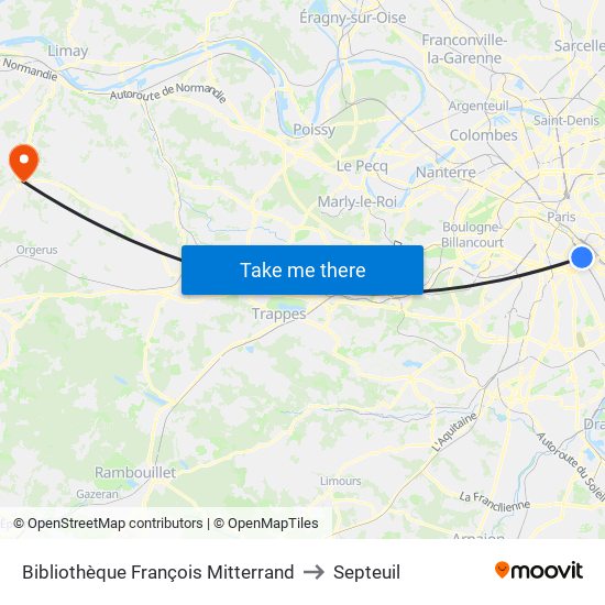 Bibliothèque François Mitterrand to Septeuil map