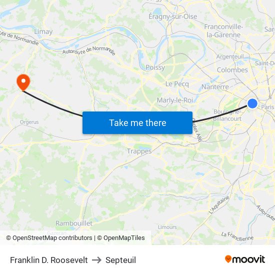 Franklin D. Roosevelt to Septeuil map