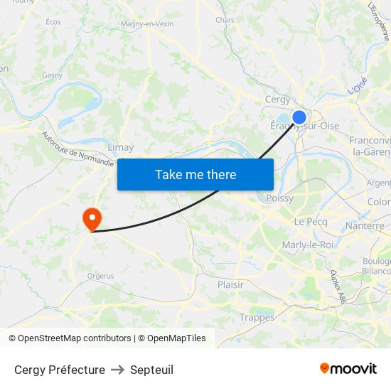 Cergy Préfecture to Septeuil map