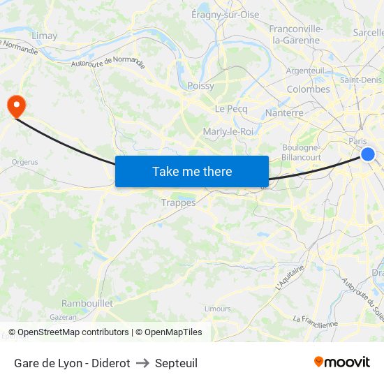 Gare de Lyon - Diderot to Septeuil map