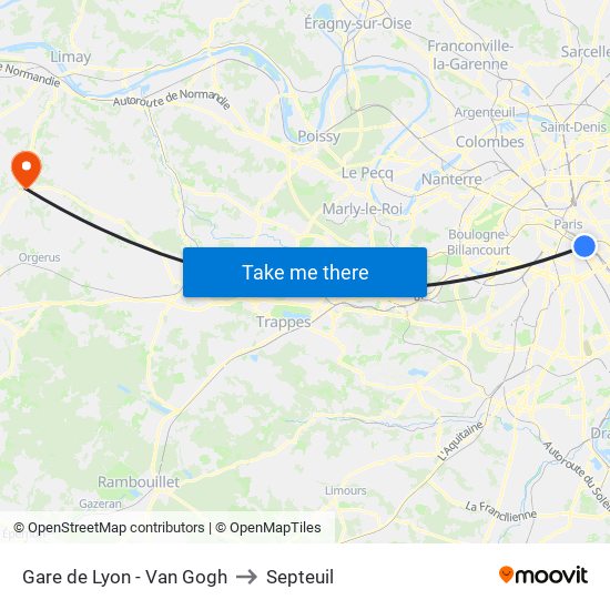 Gare de Lyon - Van Gogh to Septeuil map