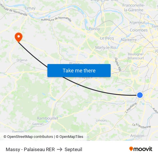 Massy - Palaiseau RER to Septeuil map