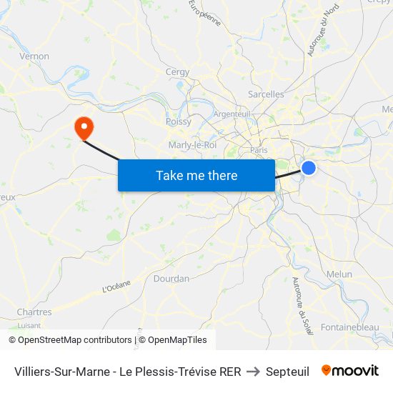 Villiers-Sur-Marne - Le Plessis-Trévise RER to Septeuil map