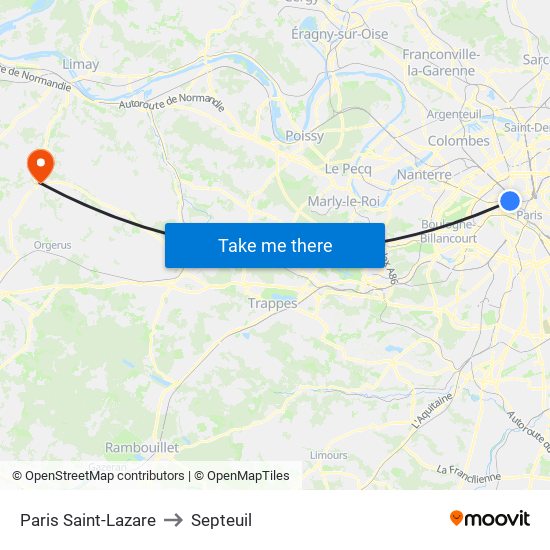 Paris Saint-Lazare to Septeuil map