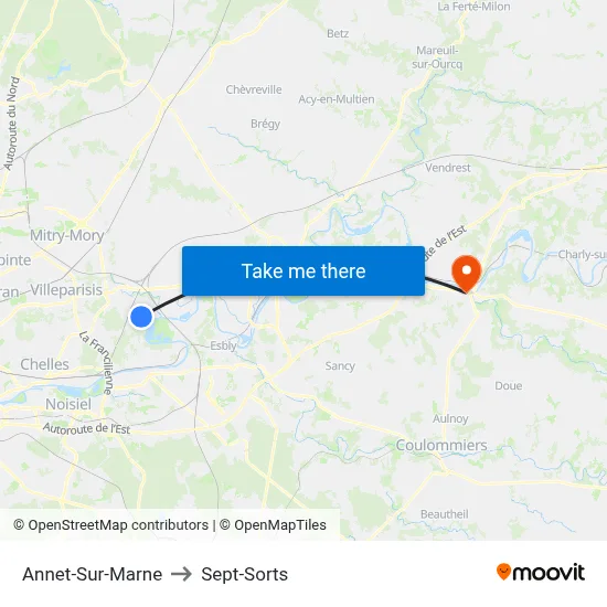 Annet-Sur-Marne to Sept-Sorts map