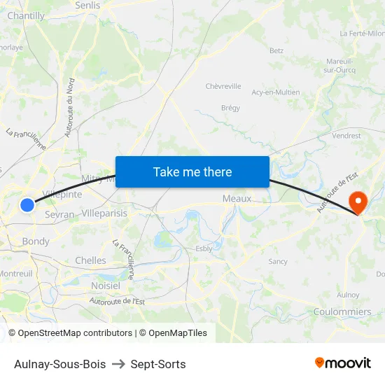 Aulnay-Sous-Bois to Sept-Sorts map