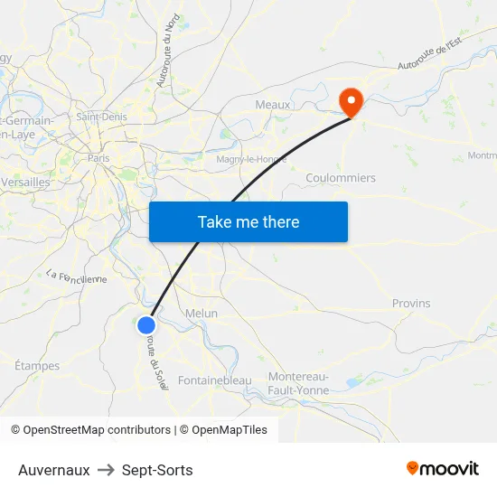 Auvernaux to Sept-Sorts map