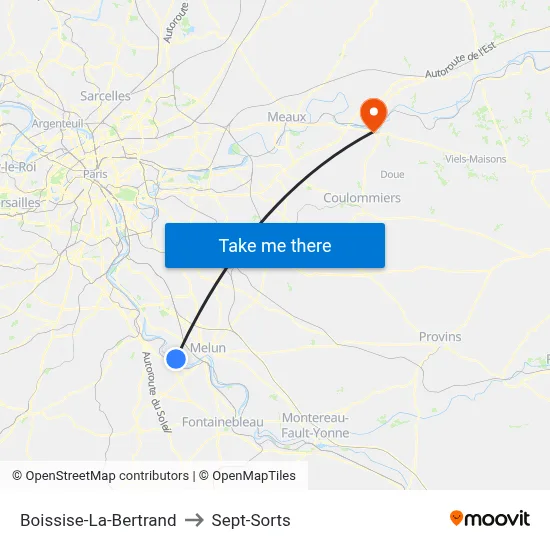 Boissise-La-Bertrand to Sept-Sorts map