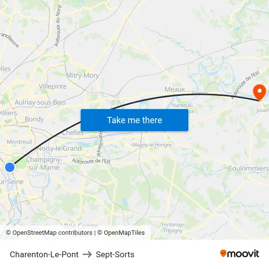 Charenton-Le-Pont to Sept-Sorts map