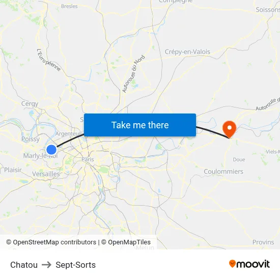 Chatou to Sept-Sorts map