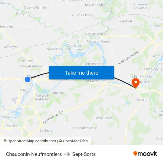 Chauconin-Neufmontiers to Sept-Sorts map