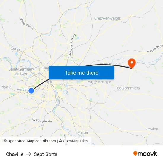 Chaville to Sept-Sorts map