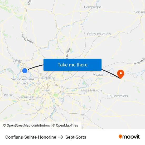 Conflans-Sainte-Honorine to Sept-Sorts map