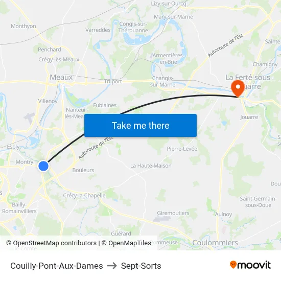 Couilly-Pont-Aux-Dames to Sept-Sorts map