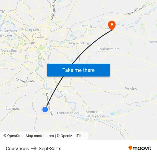 Courances to Sept-Sorts map