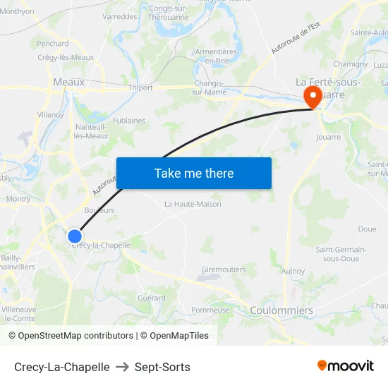 Crecy-La-Chapelle to Sept-Sorts map