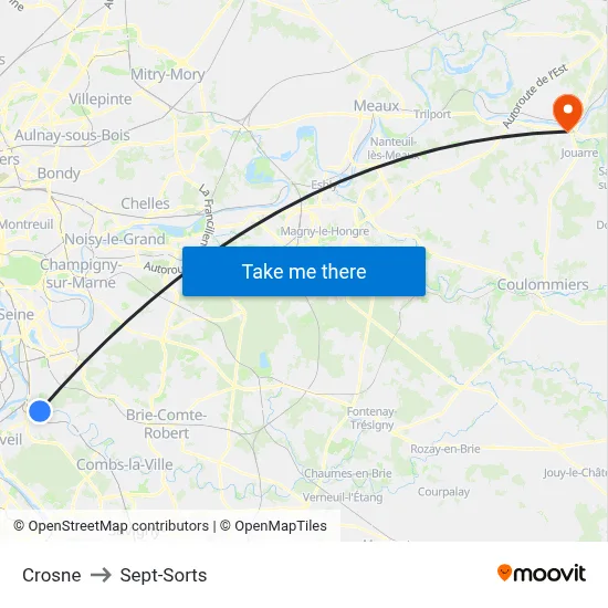 Crosne to Sept-Sorts map