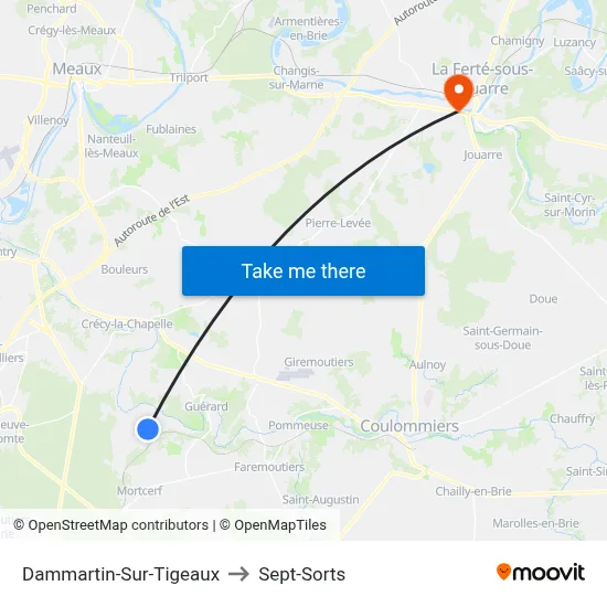 Dammartin-Sur-Tigeaux to Sept-Sorts map