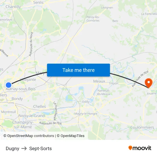 Dugny to Sept-Sorts map