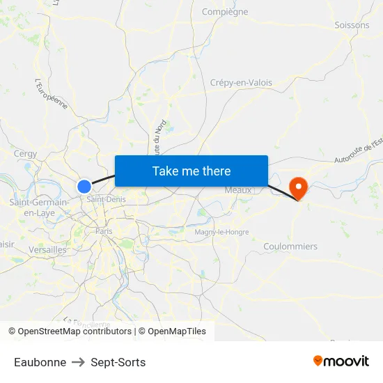 Eaubonne to Sept-Sorts map