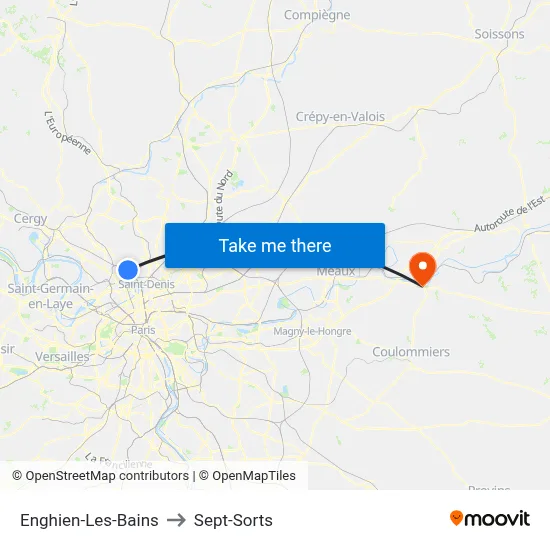 Enghien-Les-Bains to Sept-Sorts map