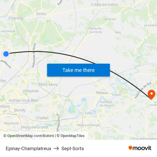 Epinay-Champlatreux to Sept-Sorts map