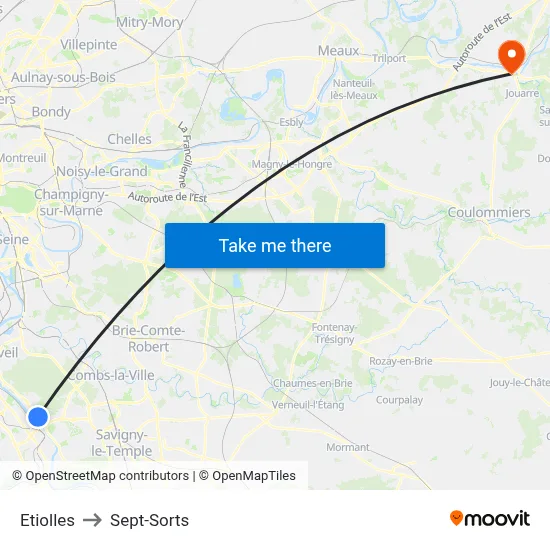 Etiolles to Sept-Sorts map