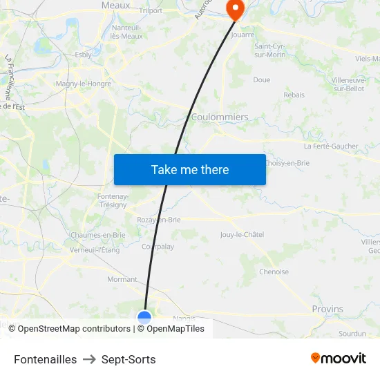 Fontenailles to Sept-Sorts map