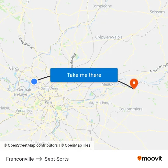 Franconville to Sept-Sorts map