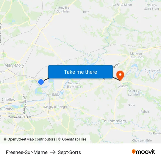 Fresnes-Sur-Marne to Sept-Sorts map