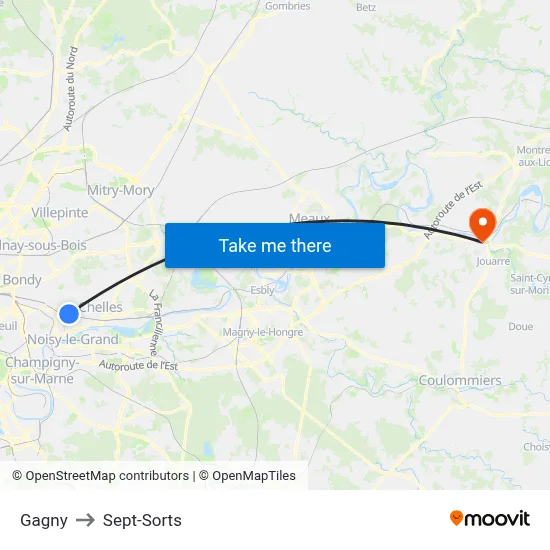 Gagny to Sept-Sorts map