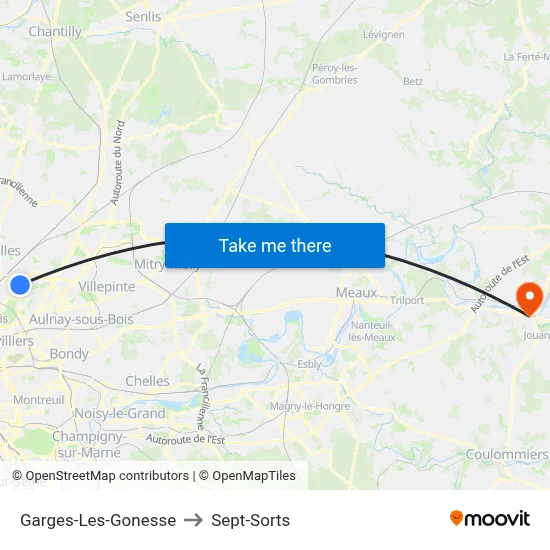 Garges-Les-Gonesse to Sept-Sorts map