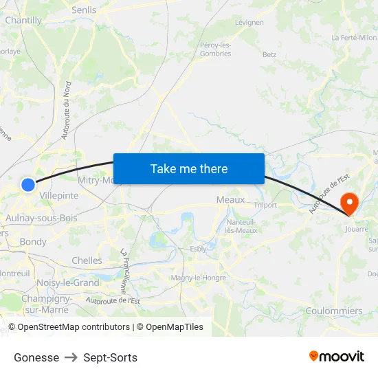 Gonesse to Sept-Sorts map