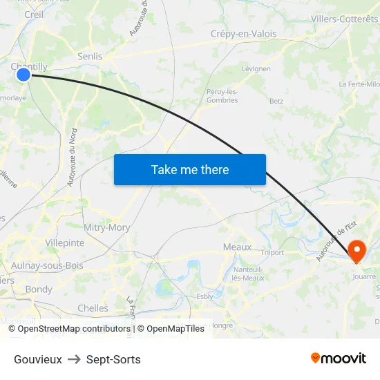 Gouvieux to Sept-Sorts map
