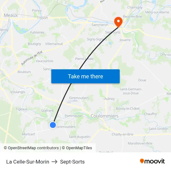 La Celle-Sur-Morin to Sept-Sorts map